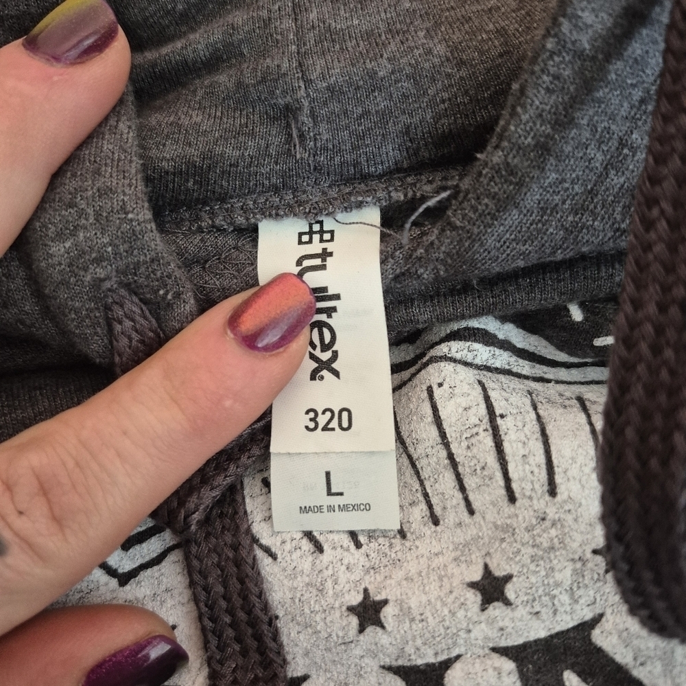Johnny Cash Hoodie sweatshirt womens size large Heather grey - Picture 2 of 4